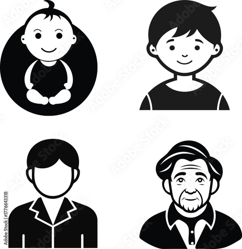 Human Life 4-Icon Set – Vector Icons