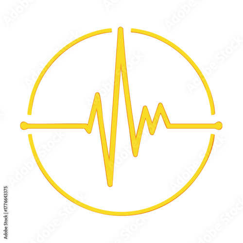 Yellow Heartbeat Line Graph Inside a Circle Symbol
