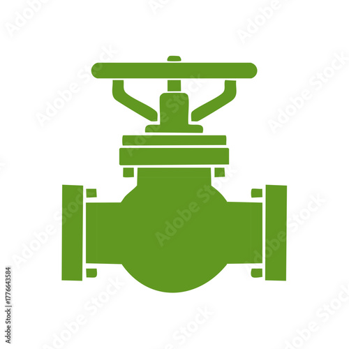 Vivid Green Flat Design Icon of a Gate Valve for Industrial and Plumbing Concepts