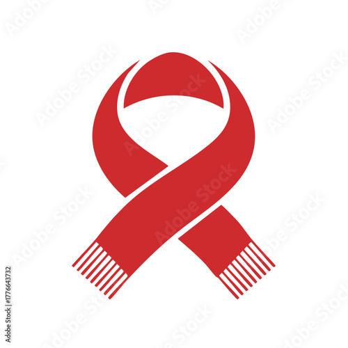Red Scarf Awareness Ribbon Symbol for Health and Charity Campaigns