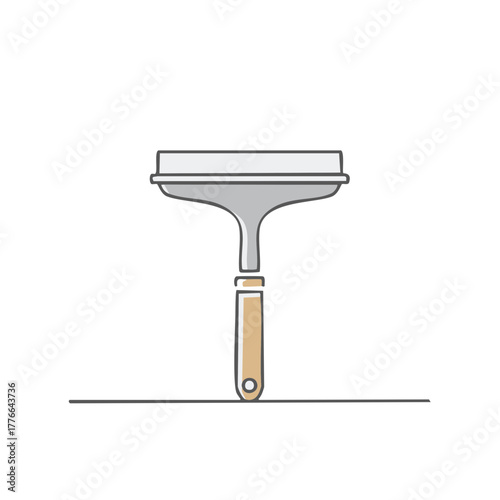 Cleaning squeegee with a wooden handle for windows and surfaces