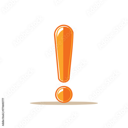 Bright orange exclamation mark with a glossy finish and subtle shadow
