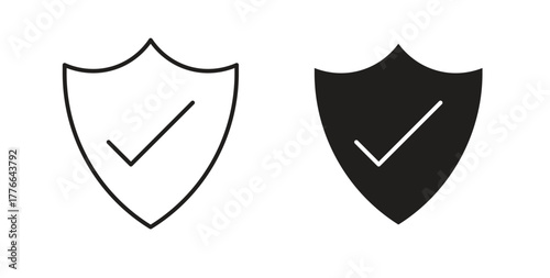Shield check mark icon line. eps 10 vector illustration