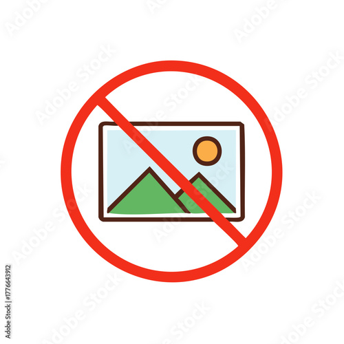 Blocked image icon representing no photos allowed or media restriction concept