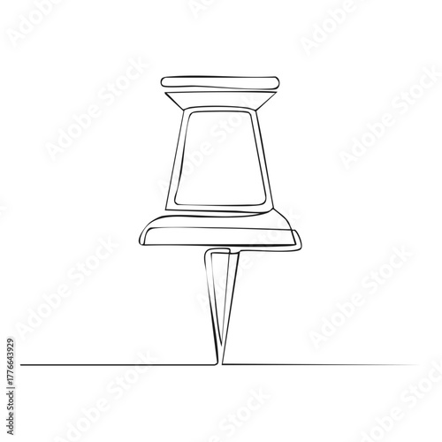 Single Line Drawing of Push Pin - Minimalist Office or Stationery Illustration