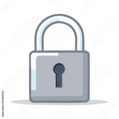 Cartoon style gray padlock with keyhole representing security and privacy protection concept