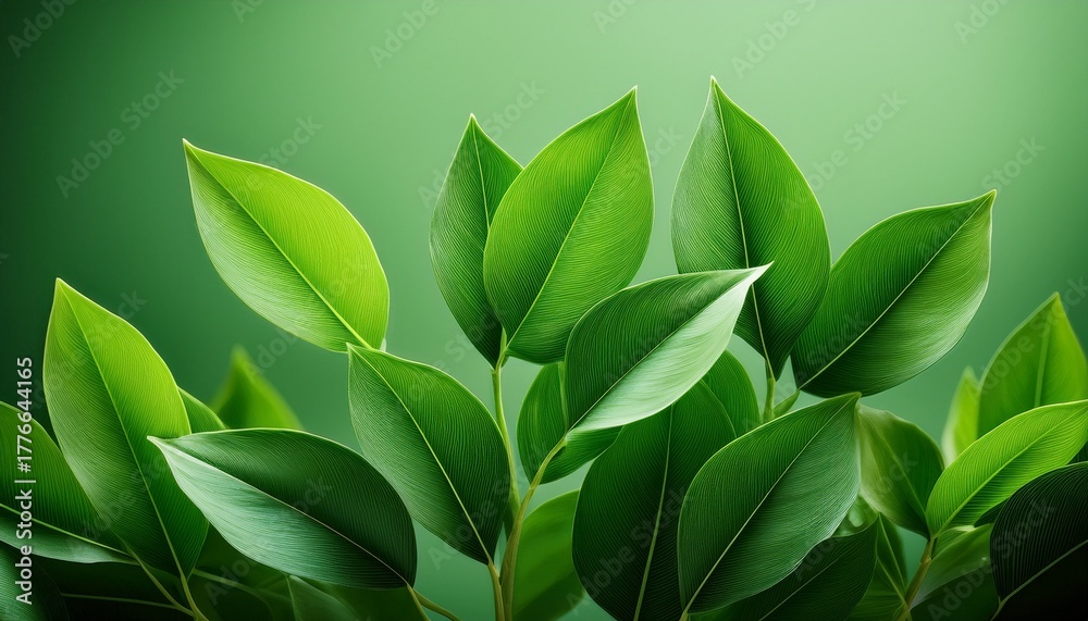 Obraz premium Simple Plant Design Featuring Vibrant Green Leaves Representing Organic Farming