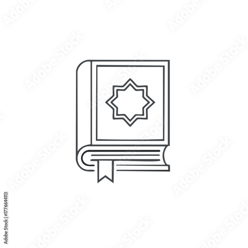 Islamic Book Icon With Geometric Star Emblem and Bookmark