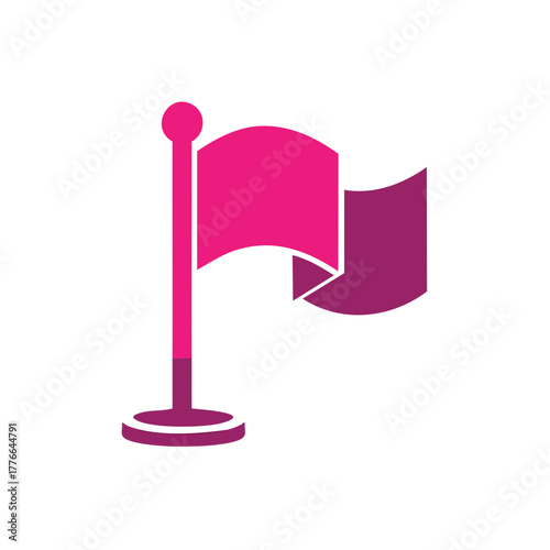 Waving magenta flag icon for navigation, success, sport, winner and travel destinations