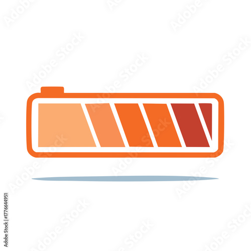 Orange Battery Icon with Partial Charge Level Indicated, Vector Illustration