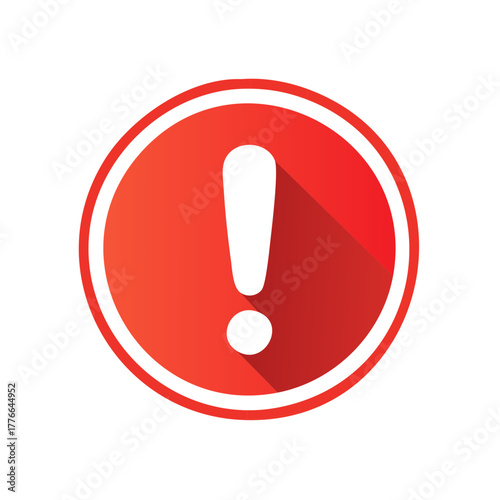 Red circle with exclamation mark, attention caution symbol, warning sign