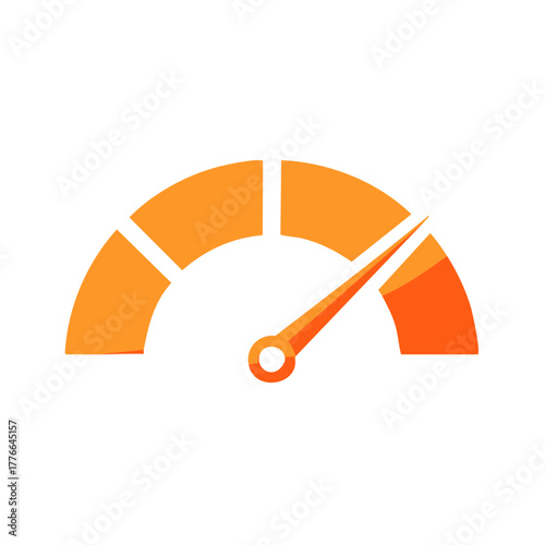 Orange Speedometer Gauge Icon Indicating High Performance and Velocity