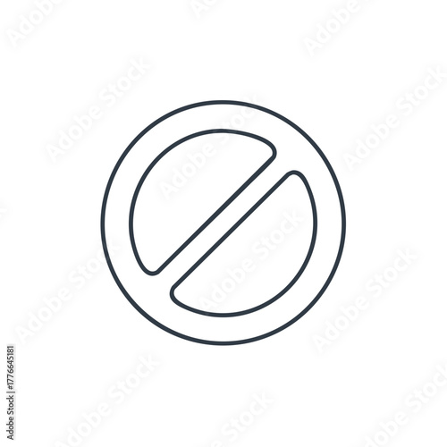 Black and white forbidden symbol outline graphic for no entry or stop signs