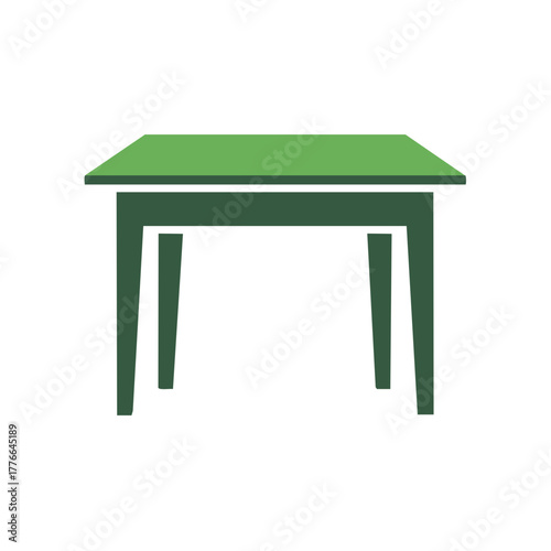 Simple Green Table with Four Legs Minimalist Icon Furniture Illustration