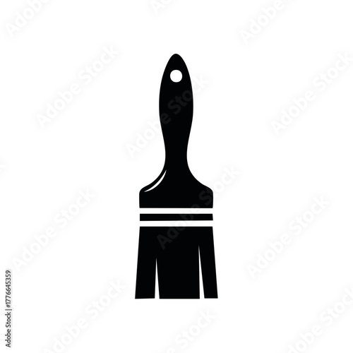 Black silhouette of a painting brush with a hole in the handle for hanging