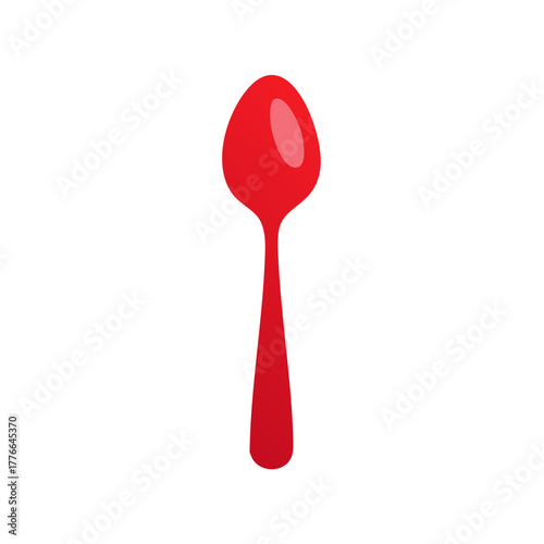 Shiny red spoon vector illustration, simple cutlery and kitchen utensil icon
