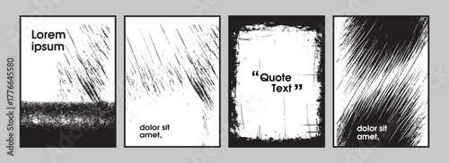 Collection of bold vertical overlays featuring hand-drawn black brush strokes, paint splatter accents, and halftone dot texture. Ideal for website banners, social media graphics, cover layouts