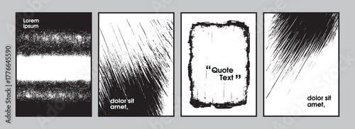 Collection of bold vertical overlays featuring hand-drawn black brush strokes, paint splatter accents, and halftone dot texture. Ideal for website banners, social media graphics, cover layouts