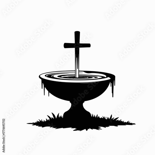 black cross in water bowl clip art preview