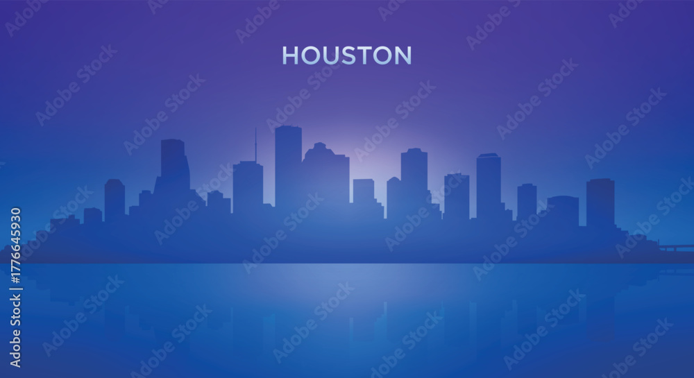 Fototapeta premium Houston neon skyline silhouette with futuristic city view