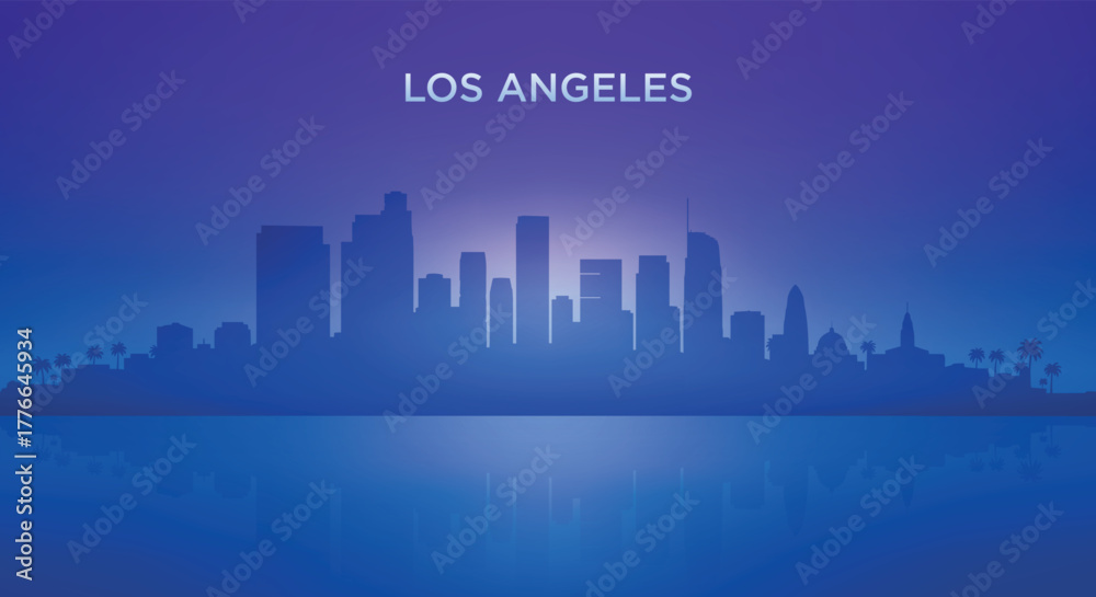 Naklejka premium Los Angeles neon skyline silhouette with futuristic city view