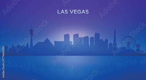 Las Vegas neon skyline silhouette with futuristic city view
