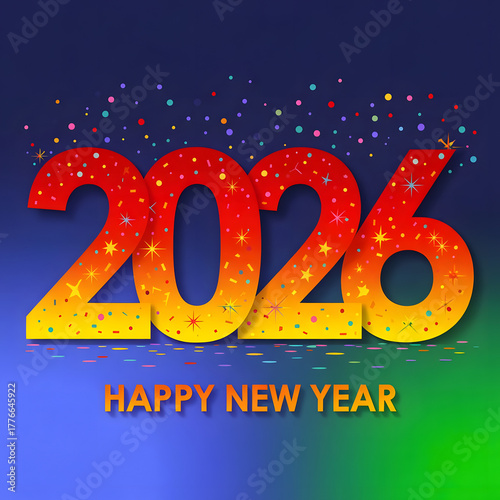 Sparkling 2026 happy new year greeting with gradient background