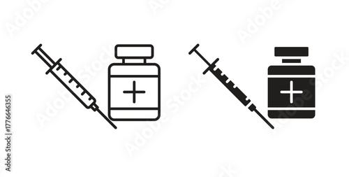 Vaccine vial icon line. eps 10 vector illustration