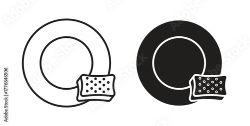 Washing dishes icon line. eps 10 vector illustration