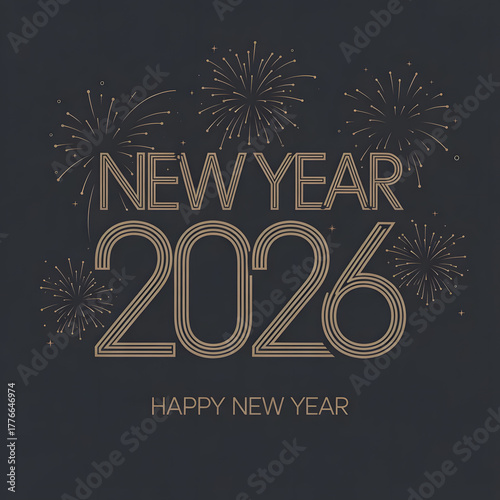 Happy new year 2026 celebration with fireworks