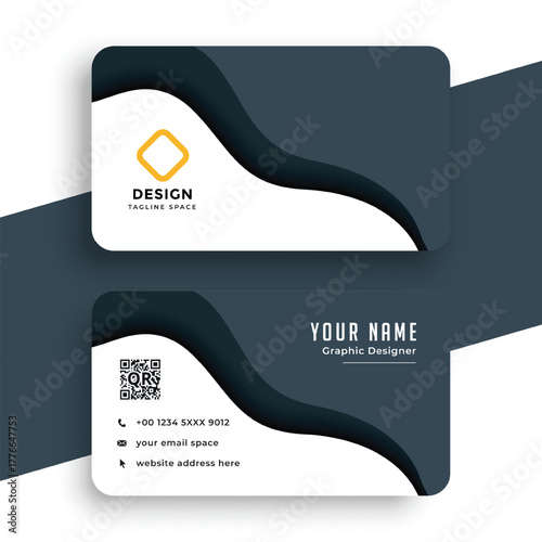 blue company business card wavy template