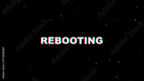 Rebooting Glitch Effect VHS Static Screen Error Vintage ideal for tech failure, system startup, retro gaming, or digital art projects.