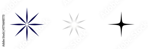 Abstract geometric starburst shapes isolated on transparent background