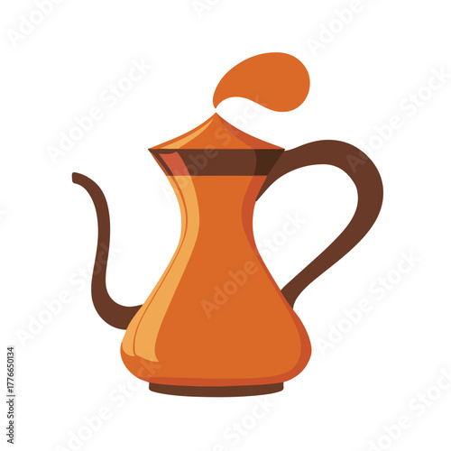 Vintage coffee pot with steam traditional brewing illustration
