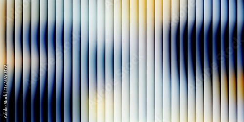 iridescent Abstract fractal ripple glass distortion effect background. Ribbed glass texture with vibrant gradients smooth fluted vertical lines. Reeded Bold dynamic design blending futuristic tones