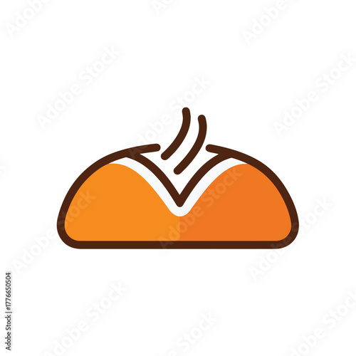 Fresh baked bread loaf warm golden bakery illustration