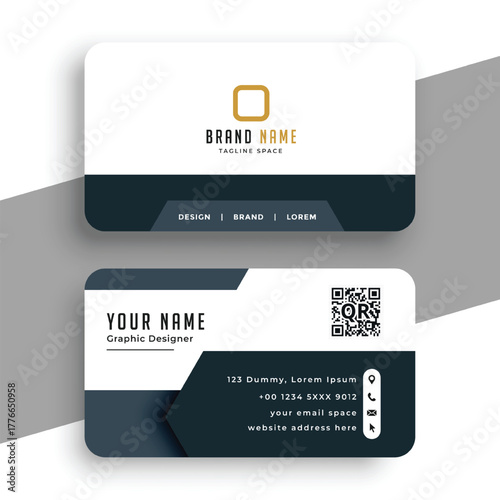 stylish golden theme business card with geometric shapes