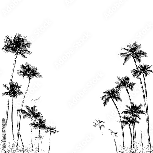 Detailed line drawing of the taj mahal with a crescent moon and birds against a white background