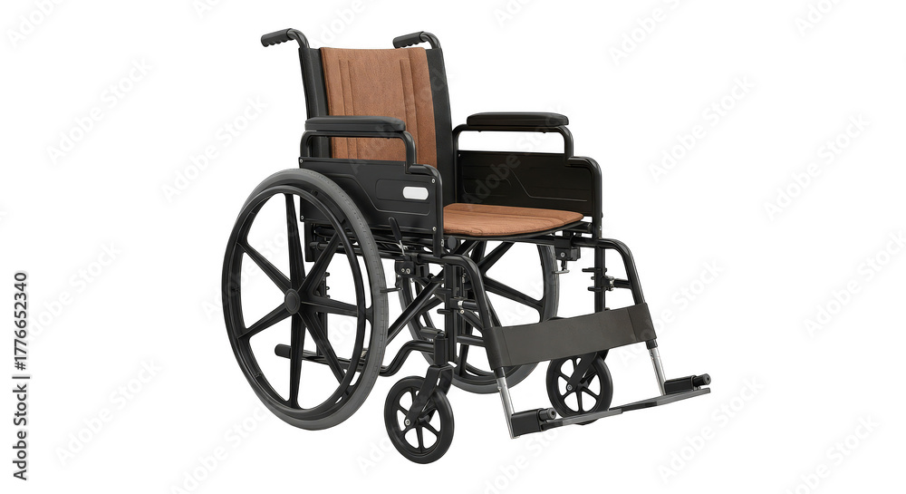 Fototapeta premium Wheelchair on black background medical mobility aid