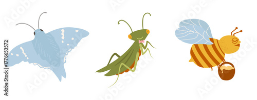 Cute garden insect clipart collection