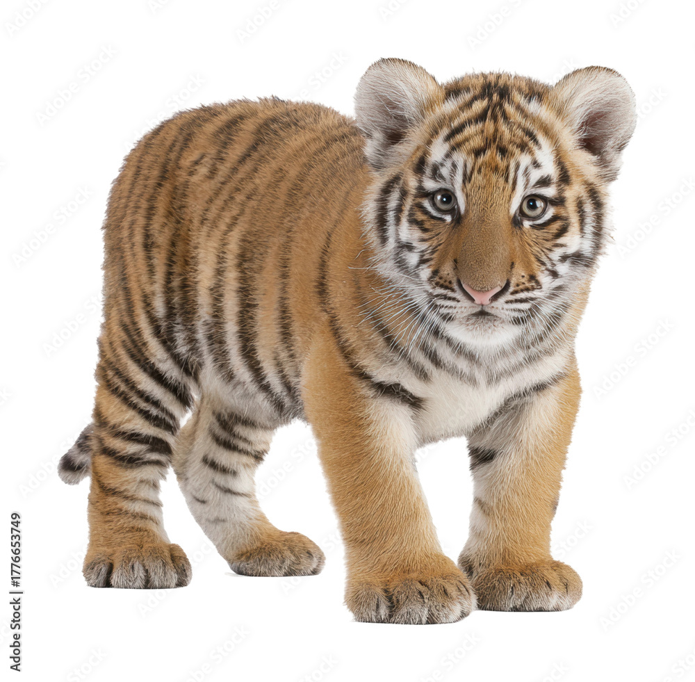 Obraz premium Playful tiger cub in natural habitat wildlife isolated on transparent background
