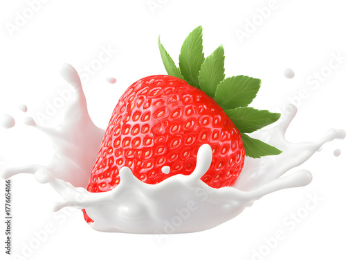Strawberry dipped in cream isolated on transparent background, perfect for dessert, sweetness, and freshness themes.
