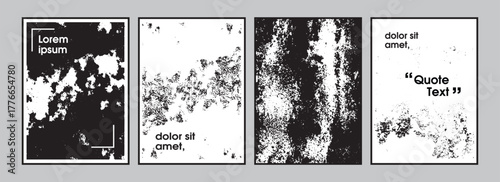 Collection of bold vertical overlays featuring hand-drawn black brush strokes, paint splatter accents, and halftone dot texture. Ideal for website banners, social media graphics, cover layouts