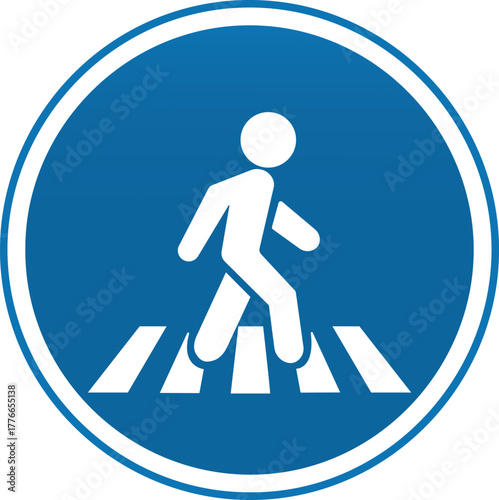 Printpedestrian crossing symbol showing person walking on zebra crosswalk road safety traffic sign icon
