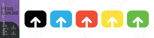 Download and upload icon button set for web design or interface. Vector illustration. Color icon set