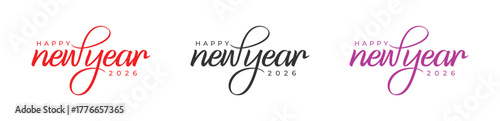 Happy New Year 2026 Logo Design. Modern Abstract Hand-drawn vector logo design. 2026 New Year Logo Design