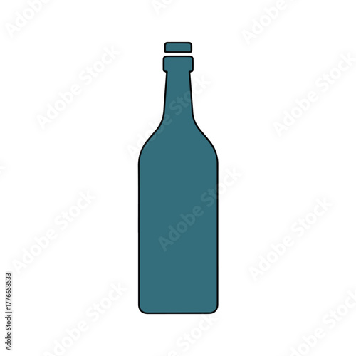 Simple blue glass bottle minimalist drink container illustration