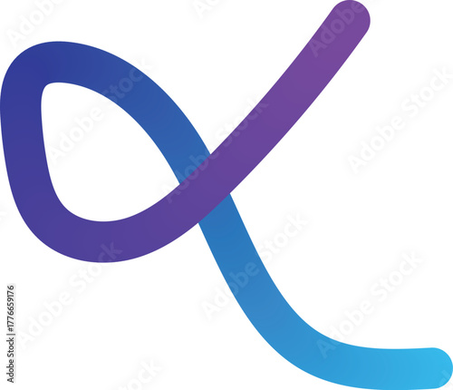 Abstract purple and blue gradient curved line