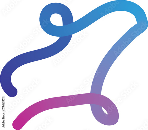 Abstract swirling blue and purple gradient line art