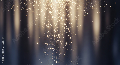 Golden light cascading downwards with blurred background. Capturing the magical and festive ambiance. vector illustration